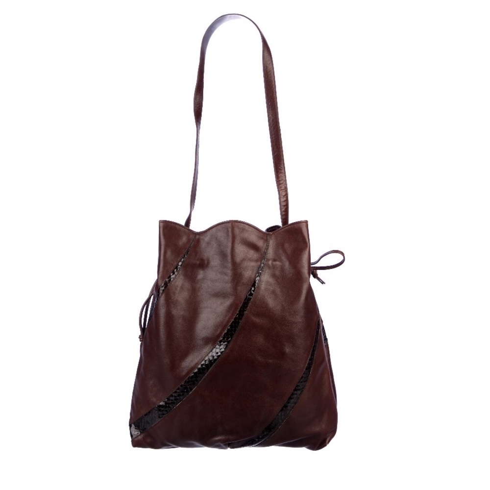 Salvatore Ferragamo Python Trimmed Leather Hobo - image 1